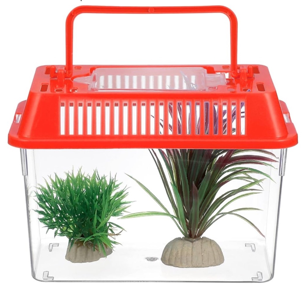 EUC Portable Reptile Habitat Turtle Pet Fish Aquarium With Decor Palm Tree